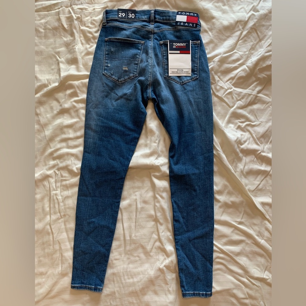 Tommy Jeans Sylvia High Rise Super Skinny Blue Denim Womens 29X30 - Picture 6 of 7